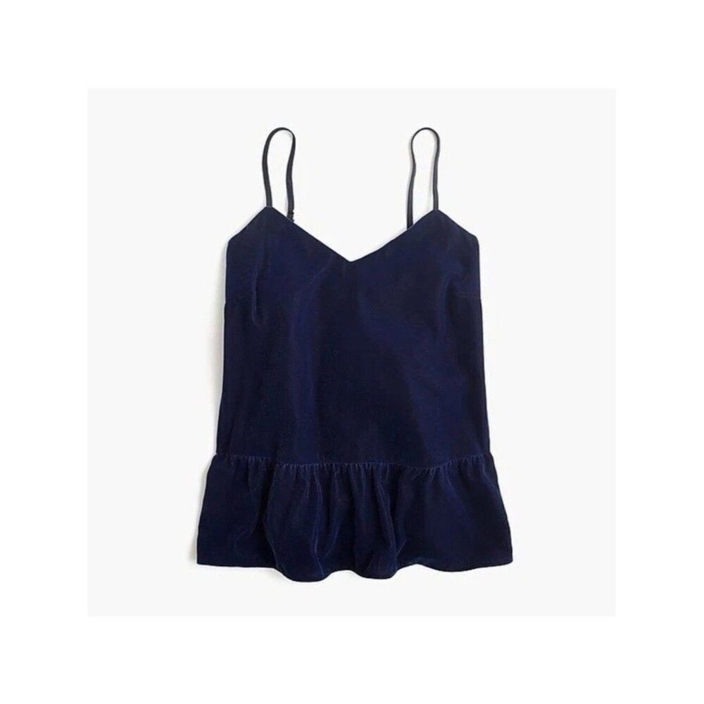 J. Crew Velvet Peplum Tank Top Cami Sleeveless Blouse Blue Size 14 NEW
